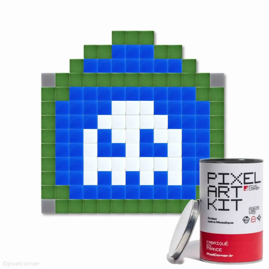 Pixel art comme à Paris, dessin decoratif en pixel mosaique, cadeau tendance